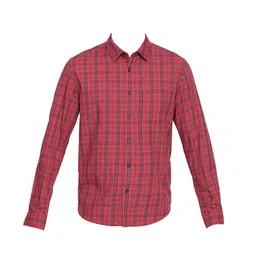 Basics Men Red Slim Fit Tartan Checks Checked Casual Shirt image 4