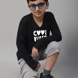Friskers Boys Typography Printed V-Neck Pure Cotton T-shirt image 4