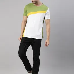 Joven Men Multicoloured Colourblocked T-shirt image 4