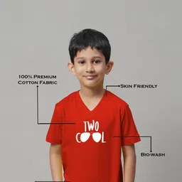 Friskers Boys Typography Printed  V-Neck Cotton T-Shirts image 2
