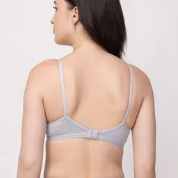 Floret Pack of 2 Grey Melange & Pink Solid Non-Wired Non Padded T-shirt Bra image 2