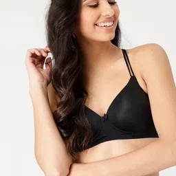 DressBerry Black Solid Non-Wired Lightly Padded T-shirt Bra-picture-26
