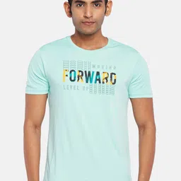 Ajile by Pantaloons Men Blue Typography Printed Slim Fit T-shirt image 1