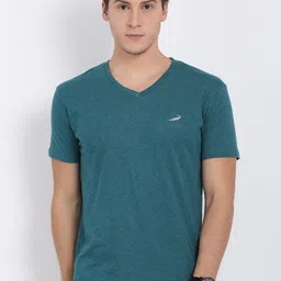 Crocodile Men Green V-Neck Cotton T-shirt image 1