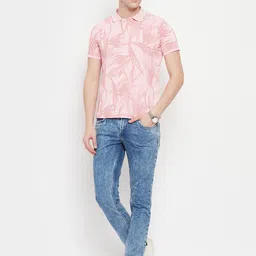 OGEN Abstract Printed Polo Collar Cotton T-shirt image 1