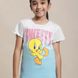 Kids Ville Girls Looney Tunes Graphic Printed Pure Cotton T-shirt-image-57
