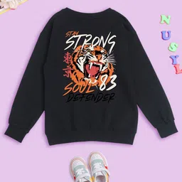 NUSYL Kids Printed Round Neck Oversized Fleece Sweatshirt-image-78