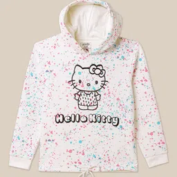 Kids Ville Girls Hello Kitty Printed Hooded Pullover Sweatshirt-image-3