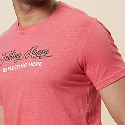 Globus Pink Typography Printed Pure Cotton Casual T-Shirt image 2