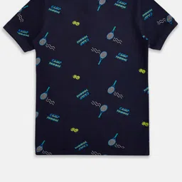 Pantaloons Junior Boys Navy Blue Printed Henley Neck T-shirt image 2