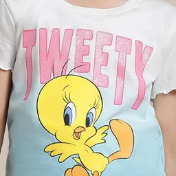 Kids Ville Girls Looney Tunes Graphic Printed Pure Cotton T-shirt image 5