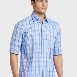 ColorPlus Tartan Checks Cotton Slim Fit Casual Shirt image 3