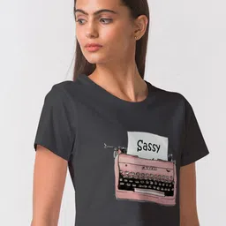 FashionRack Women Black Printed Bio Finish T-shirt image 3