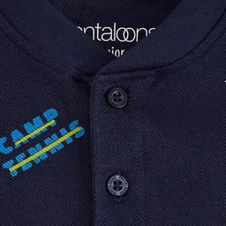 Pantaloons Junior Boys Navy Blue Printed Henley Neck T-shirt image 3