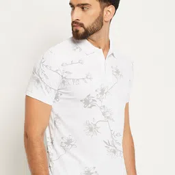 OGEN Floral Printed Regular Fit Short Sleeves Cotton Polo Collar T-shirt image 4