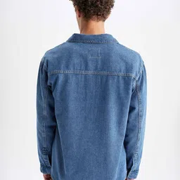 DeFacto Men Solid Denim Long Sleeves Casual Shirt image 5