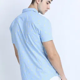 HIGHLANDER Men Blue Slim Fit Printed Casual Shirt image 5