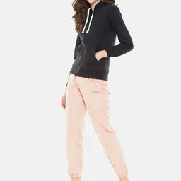 Campus Sutra Women Black Solid Hooded Sweatshirt image 4