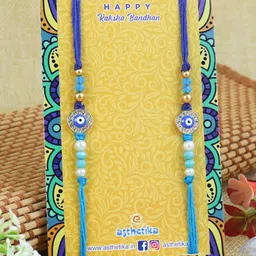 Asthetika Men Set Of 2 Evil Eye Stone Studded Rakhi-picture-12
