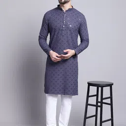 SOJANYA Geometric Embroidered Pure Cotton Kurta With Churidar image 5