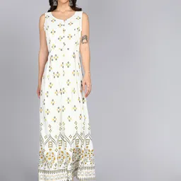 ftDiva Ethnic Motifs Printed Sleeveless Anakali Kurta-image-6