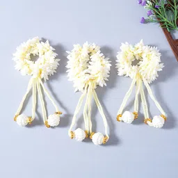 Golden Peacock Women Set of 3 White & Gold-Toned  Ponytail Holders-picture-31