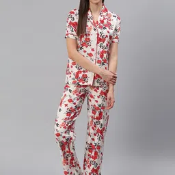 Cation Women White & Red Printed Night suit-picture-30