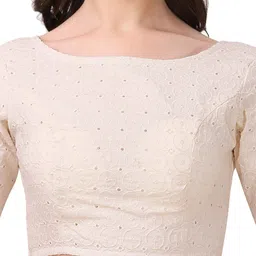 Oomph! Embroidered Boat Neck Pure Cotton Saree Blouse image 4