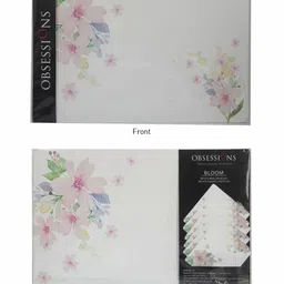 OBSESSIONS White & Green 12 Pieces Floral Printed Mats & Coaster Table Placemats image 5