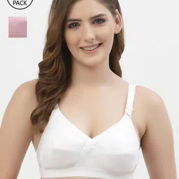 Floret White & Pink Non Wired Non Padded All day Comfort Bra-picture-36