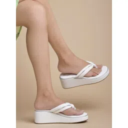 Shoetopia Solid White Wedge Heels for Women image 1