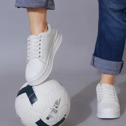 Shoetopia Smart Casual Lace-up Trendy White Sneaker For Women and Girls-image-47