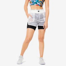 Women's 2-in-1 Fitness Cardio Shorts - White-image-65