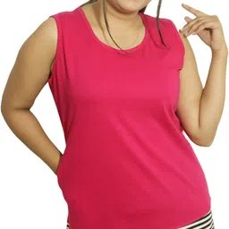 pinkshell Women Solid Round Neck Cotton Blend Pink T-Shirt image 3