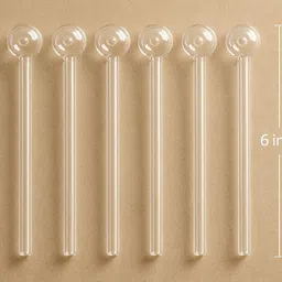 wishingbell natural Glass Oil Burner Pipe 6 inch Transparent Borosilicate Glass Inside Fitting Hookah Mouth Tip image 2