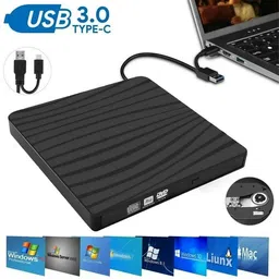 microware 2 in1 External DVD Drive USB 3.0 Type-C Portable Drive Slim CD/DVD Writer Reader External DVD Writer-image-59