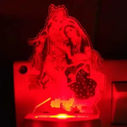 kritam Radhey Krishna / Krishna 3D Illusion Night Lamp Comes with 7 Multicolor and 3D Illusion Design Suitable for Room,Drawing Room,Lobby, Temple LED Night Lamp (Small Size - Multicolour) Night Lamp Table Lamp image 3