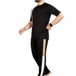 srushtii fashion Men Top & Pyjama Set Black Colorblock image 3