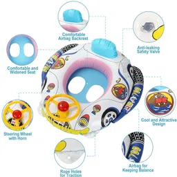 samju Steering Car Float With Handle 1 To 5 Year 2 Handles for Support Smooth Leg Hole Swim Floatation Belt image 2