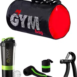 true indian New gym bag combo for gym bag gym shaker bottle wrist band hand gripper Fitness Accessory Kit Kit-picture-25