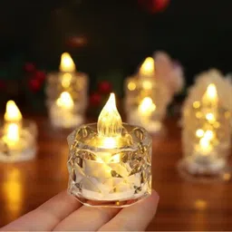 drisona' Flameless & Smokeless Transparent Acrylic Led Tea Light Candle image 1