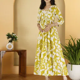 titaly Women Ethnic Dress Yellow Maxi/Full Length Dress image 3