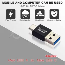 VOOCME USB Type C Male to USB A Male Connector, USB 3.0 Adapter, USB 3.1 Gen 2 Super Speed Charging and Upto 10Gbps Transfer Speed Laptop Accessory image 4