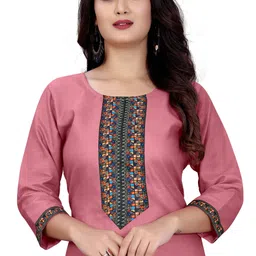 dhanshree tex Women Embroidered Cotton Blend A-line Kurta-picture-15