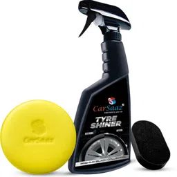 carsaaz Premium Tyre Shiner with 2 Applicator Pads | Tyre Polish, Tyre Shine Restorer 380 ml Wheel Tire Cleaner image 1