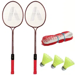 styrkr Best Badminton Combo- 2 Rackets with Shuttle Pack of 3 Plastic With Net Badminton Kit-picture-19