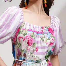 tokyo talkies Women Maxi Multicolor Midi/Calf Length Dress image 5