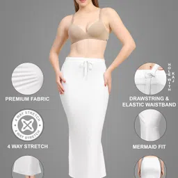 Trendmalls TM-P001-White-XXL Lycra Blend Petticoat image 2