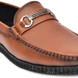 aanhill formalo Men's Tan Loafers with Metal Bit – Casual Slip-On Driving Shoes Loafers For Men image 3