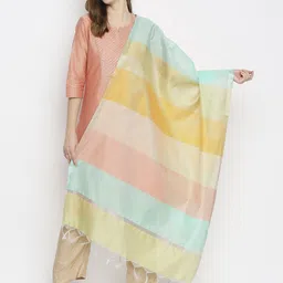 dupatta bazaar Silk Blend Striped Multicolor Women Dupatta image 2